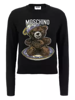Свитер с узором Teddy Bear Moschino, черный