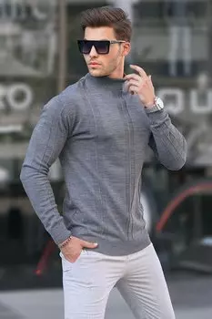 Свитер с узором «Водолазка антрацитового цвета» 6825 MADMEXT