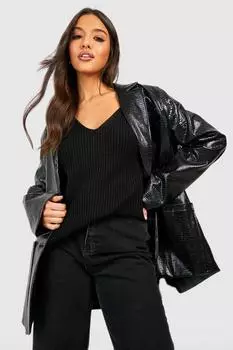 Свитер с v-образным вырезом Boohoo, черный