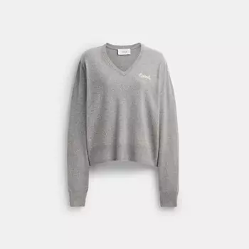 Свитер с V-образным вырезом COACH, цвет heather grey