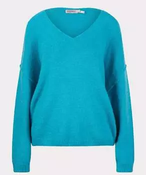 Свитер с V-образным вырезом цвета павлиньего синего цвета ESQUALO