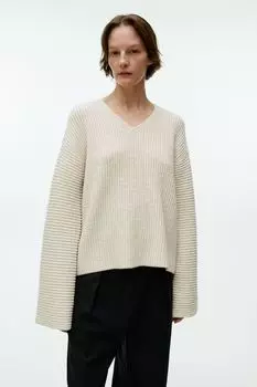 Свитер с v-образным вырезом H&M, белый