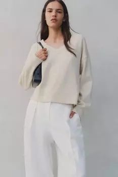 Свитер с V-образным вырезом H&M, бежевый