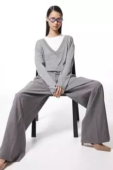 Свитер с v-образным вырезом H&M, серый