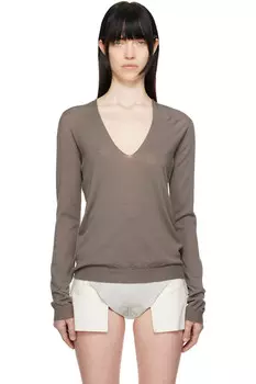 Свитер с V-образным вырезом Hollywood Rick Owens, цвет dust