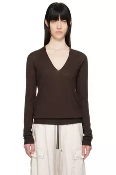 Свитер с V-образным вырезом Hollywood Rick Owens, цвет mahogany