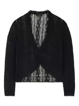 Свитер с V-образным вырезом и бахромой Alanui, черный