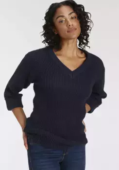 Свитер с V-образным вырезом и фонариками, удобного кроя Flashlights, цвет морской волны