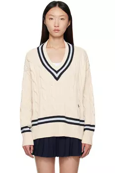 Свитер с V-образным вырезом и кабельной вязкой Src Sporty & Rich, мультиколор