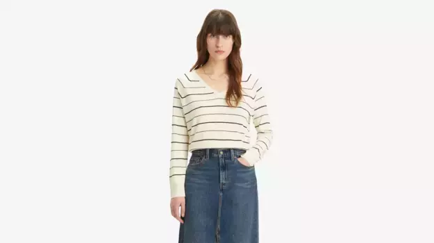 Свитер с V-образным вырезом и лепестками Levi's, белый