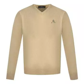 Свитер с v-образным вырезом и логотипом Aquascutum, бежевый