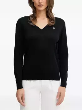 Свитер с V-образным вырезом и логотипом POLO RALPH LAUREN, черный