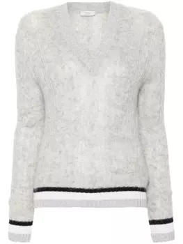 Свитер с V-образным вырезом и люрексом Peserico, серый