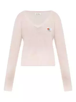 Свитер с V-образным вырезом и нашивкой-логотипом American Vintage, розовый