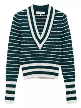 Свитер с V-образным вырезом и полосками CHLO, зеленый