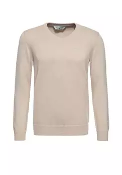 Свитер с V-образным вырезом и тонкой вышивкой логотипа на груди WAY OF GLORY, цвет Ecru