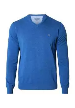 Свитер с V-образным вырезом и вышитым логотипом Fynch-Hatton, цвет 634 azure