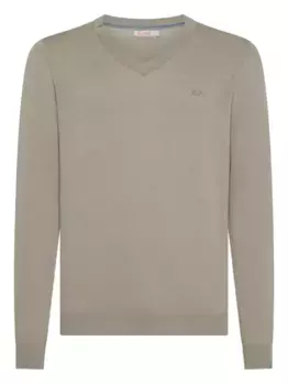 Свитер с V-образным вырезом и вышитым логотипом Sun68, нейтральный