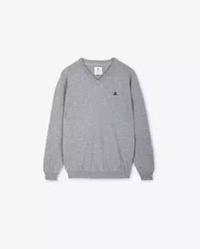 Свитер с V-образным вырезом и вышивкой Scalpers, серый