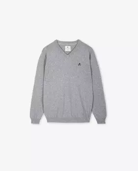 Свитер с V-образным вырезом и вышивкой Scalpers, серый