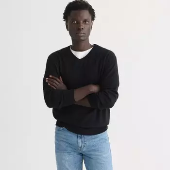Свитер с V-образным вырезом из мериносовой шерсти J.Crew, черный