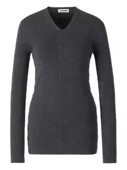 Свитер с V-образным вырезом JIL SANDER, серый