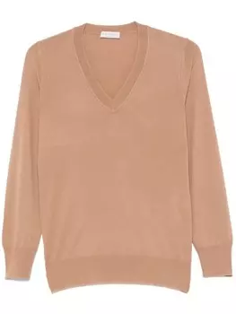 Свитер с V-образным вырезом Le Tricot Perugia, коричневый