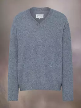 Свитер с V-образным вырезом Maison Margiela, синий