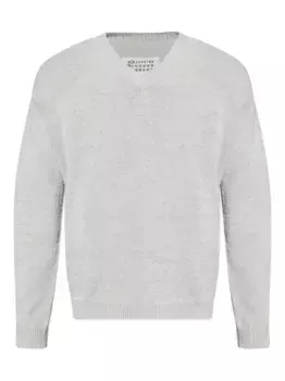 Свитер с V-образным вырезом MAISON MARGIELA, серый