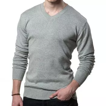 Свитер с v-образным вырезом осенних оттенков Gallery Seven, цвет Light Grey