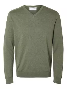 Свитер с v-образным вырезом SELECTED HOMME Sweater SLHBerg, оливковый