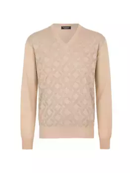 Свитер с V-образным вырезом Stefano Ricci, бежевый