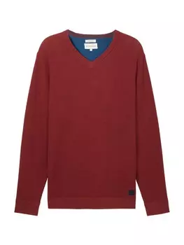 Свитер с v-образным вырезом TOM TAILOR Sweater, цвет cranberry