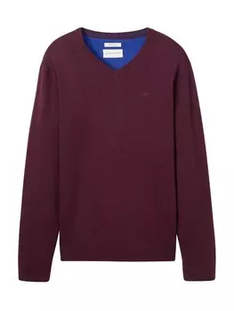 Свитер с v-образным вырезом TOM TAILOR Sweater, бордовый