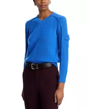 Свитер с V-образным вырезом Victoria Beckham, синий