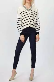 Свитер с V-образным вырезом в цвете сливочного масла/белого/черного цвета nude