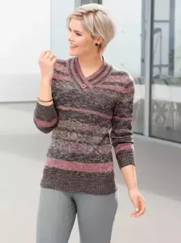 Свитер с V-образным вырезом в стиле casual "Пуловер" Casual Looks, антрацит