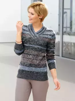 Свитер с V-образным вырезом в стиле casual "Пуловер" Casual Looks, антрацит