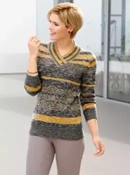 Свитер с V-образным вырезом в стиле casual "Пуловер" Casual Looks, антрацит