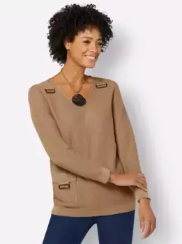 Свитер с V-образным вырезом в стиле casual "Пуловер" Casual Looks, цвет Camel