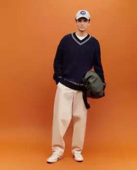 Свитер с V-образным вырезом в стиле преппи Green Coast, темно-синий