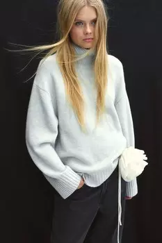 Свитер с водолазкой H&M, бирюзовый