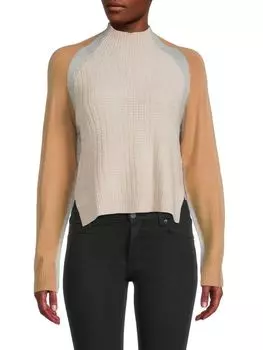 Свитер с водолазкой с цветными блоками French Connection, бежевый