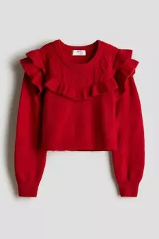 Свитер с воланами H&M, красный