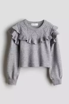 Свитер с воланами H&M, серый