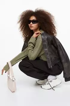 Свитер с воротником H&amp;M, светло-зеленый хаки