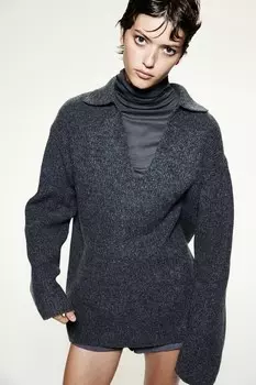 Свитер с воротником H&M, серый