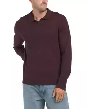 Свитер с воротником Johnny и рукавами из мериносовой шерсти Vince, цвет Pinot