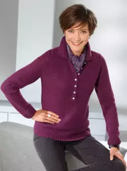 Свитер с воротником-поло Classic Basics "Пуловер", цвет Brombeer