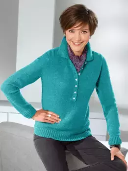 Свитер с воротником-поло Classic Basics "Пуловер", бирюзовый